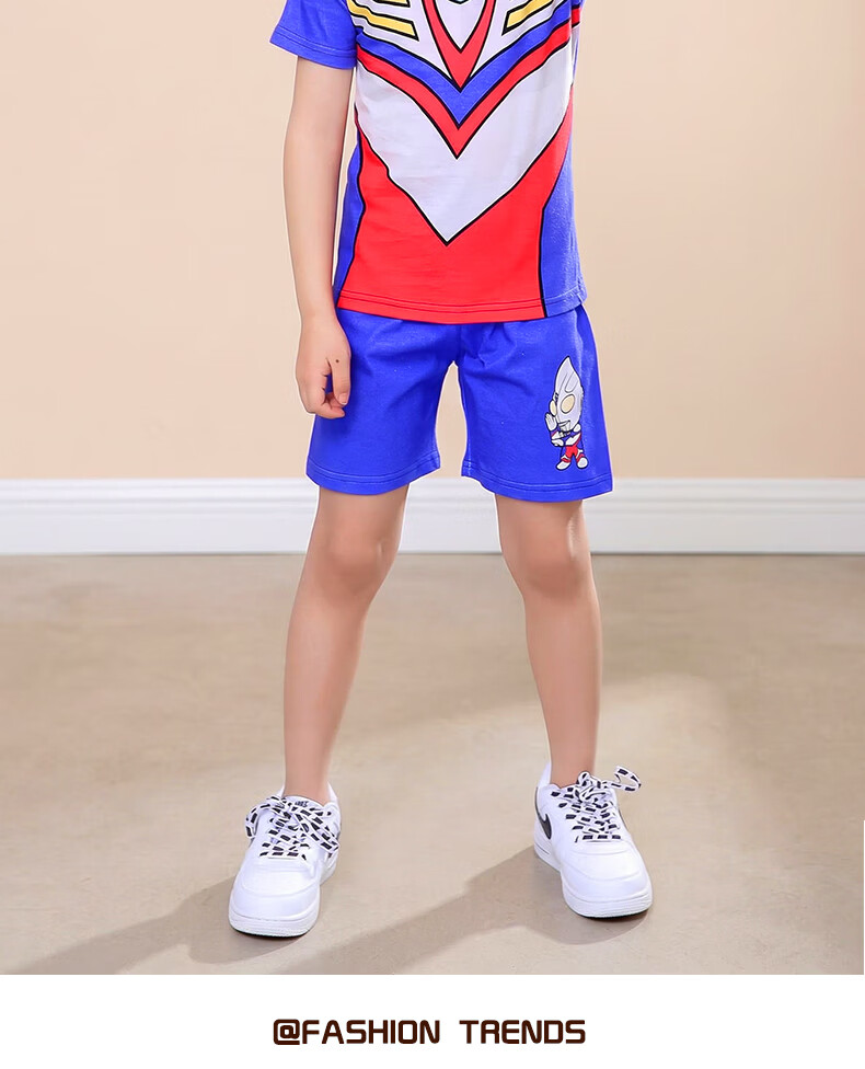 ULTRAMAN Ultraman Tiga Boys' Short Sleeve Pajamas Summer Kids' Homewear Set 120cm 16