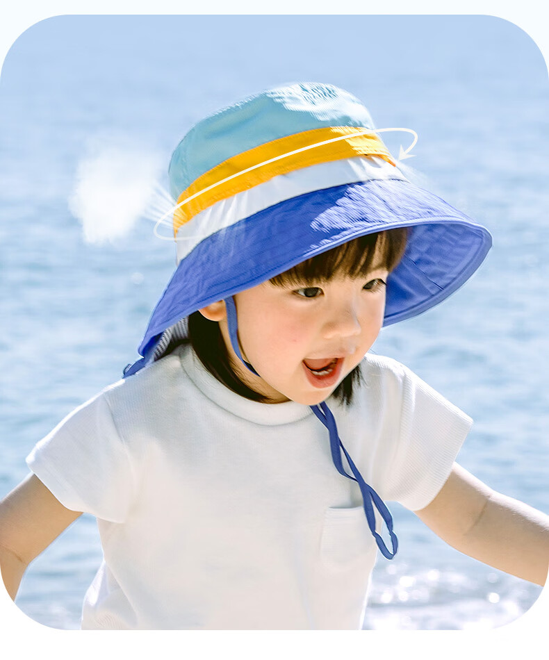 SHUKIKU Kids Sun Protection Hat UV Adjustable Breathable Bucket Hat Yellow Blue Elephant Size M 11