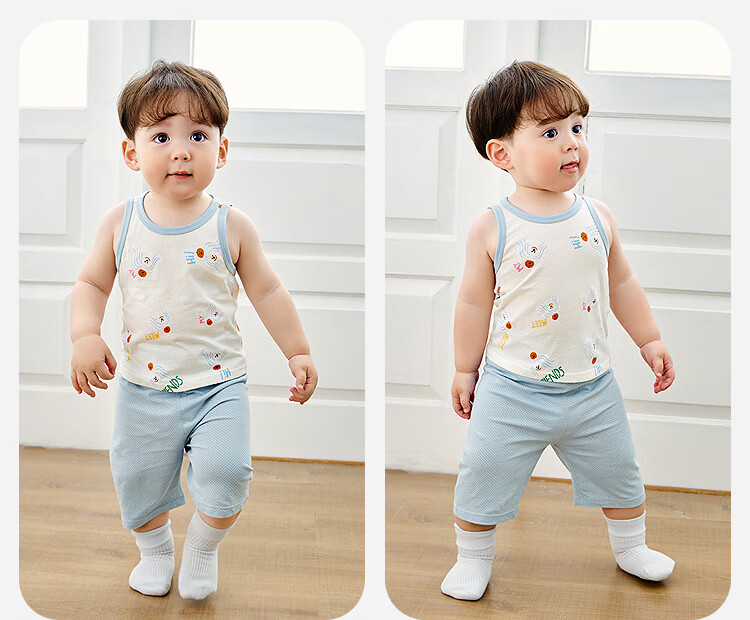 Minibala 2-Pack Kids Boys Girls Cotton Mesh Breathable Ocean Style Tank Tops Summer 2026 18