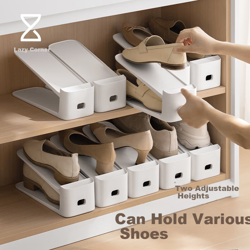 Lazy Corner Adjustable Double-Layer Shoe Rack Storage Organizer Shelf Cabinet Divider 6-Pack
