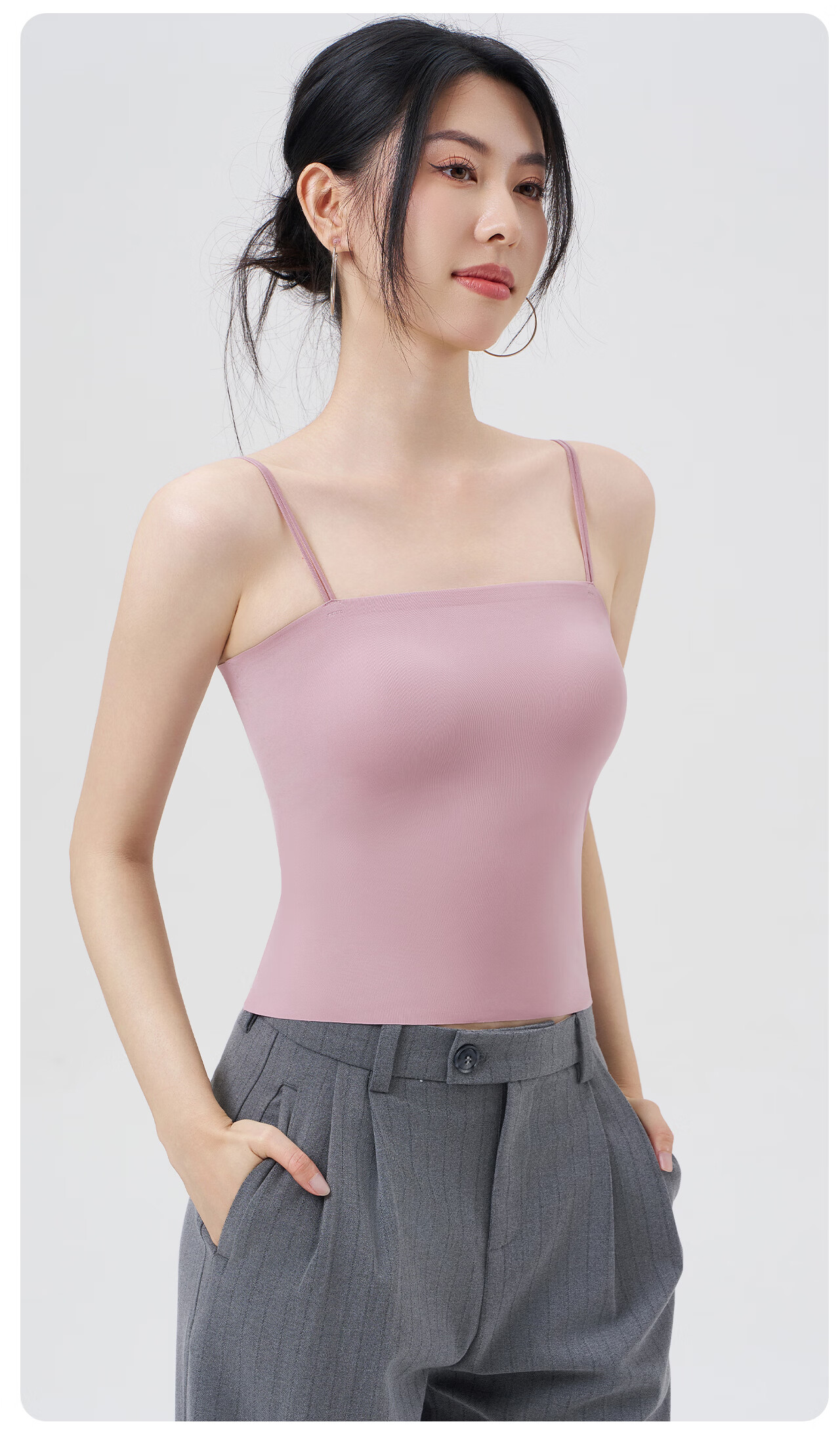 Miiow Ice Silk Camisole Pink Foundation Underwear Women Backless Seamless Invisible Skin Color Bra Integrated Anti-Exposure Tube Top Summer 22