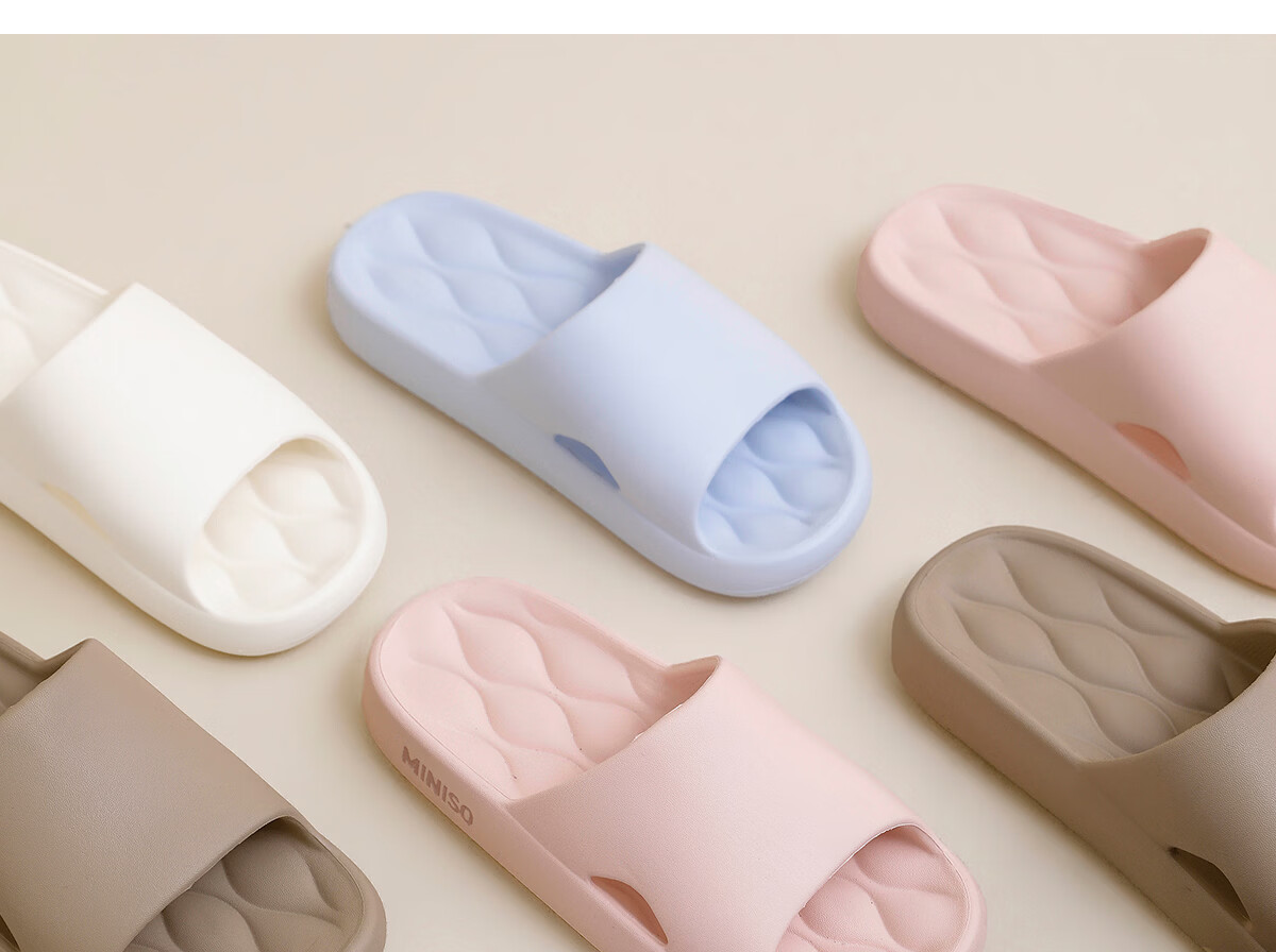 MINISO Women's Summer Slippers 2026 New Indoor Home Bathroom Shower Antibacterial Deodorant Cool Slippers Men's Sky Blue Size 40-41 5