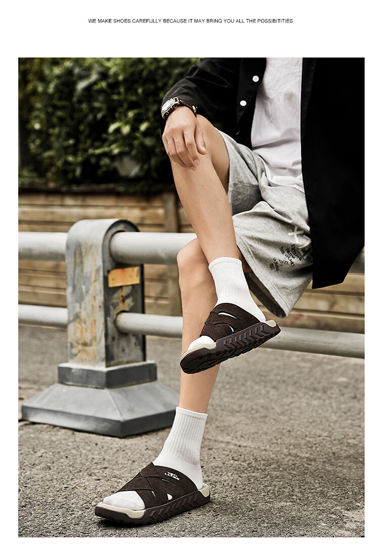 Bull Family Men's Summer New Outdoor Slippers Casual Breathable Beach Sandals Retro Versatile Roman Slippers 25