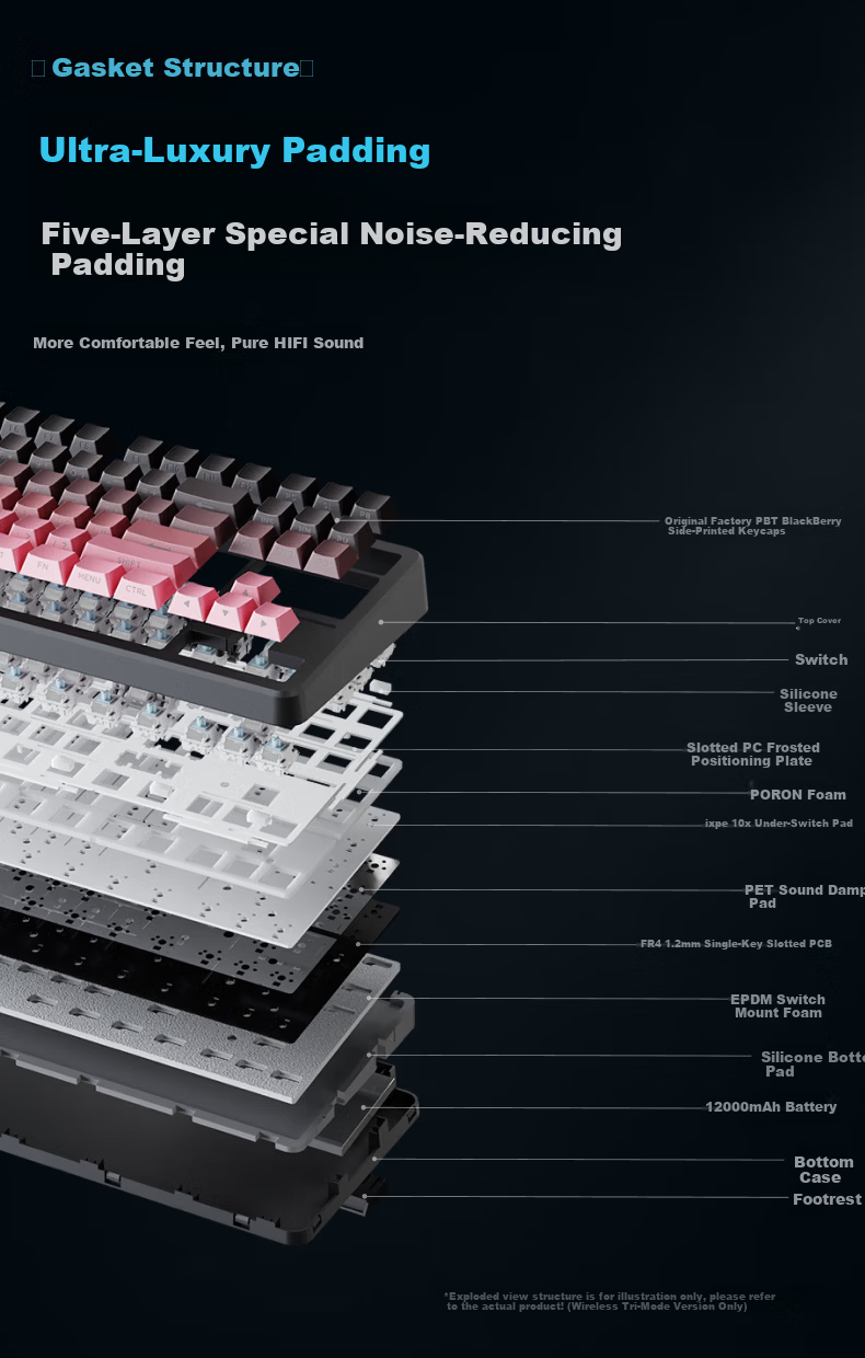 X87 Wireless Mechanical Keyboard with Wired and Bluetooth Tri-Mode, Customizable 5-Layer Filled Side-Engraved High-Value Gaming and Office 87-Key - Black Cloud Moss Switch 6