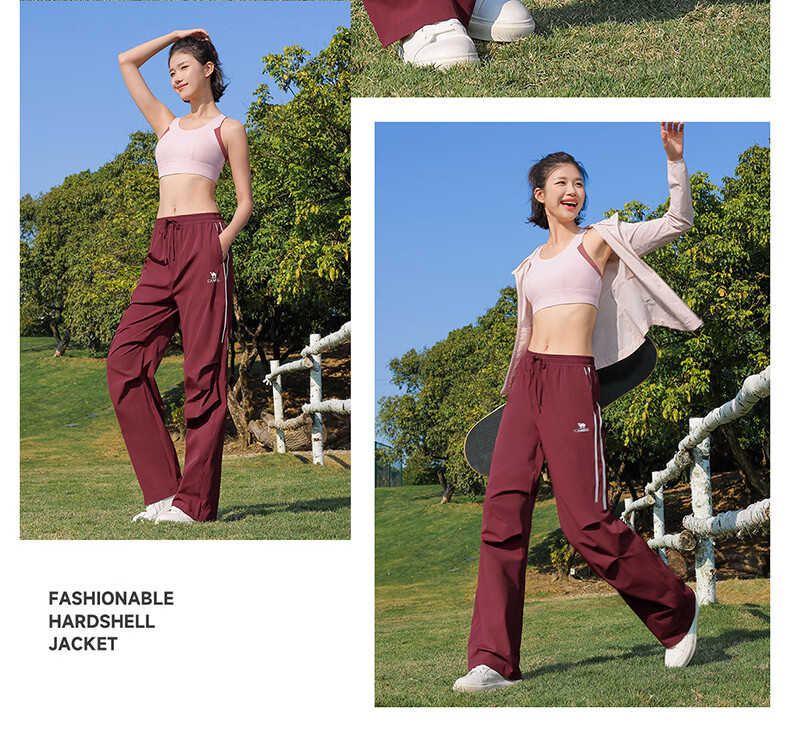 CAMEL Women's Outdoor Hiking Paratrooper Pants Loose Stretch Sports Casual Trousers Y26BA4L0012 Phantom Black L 22