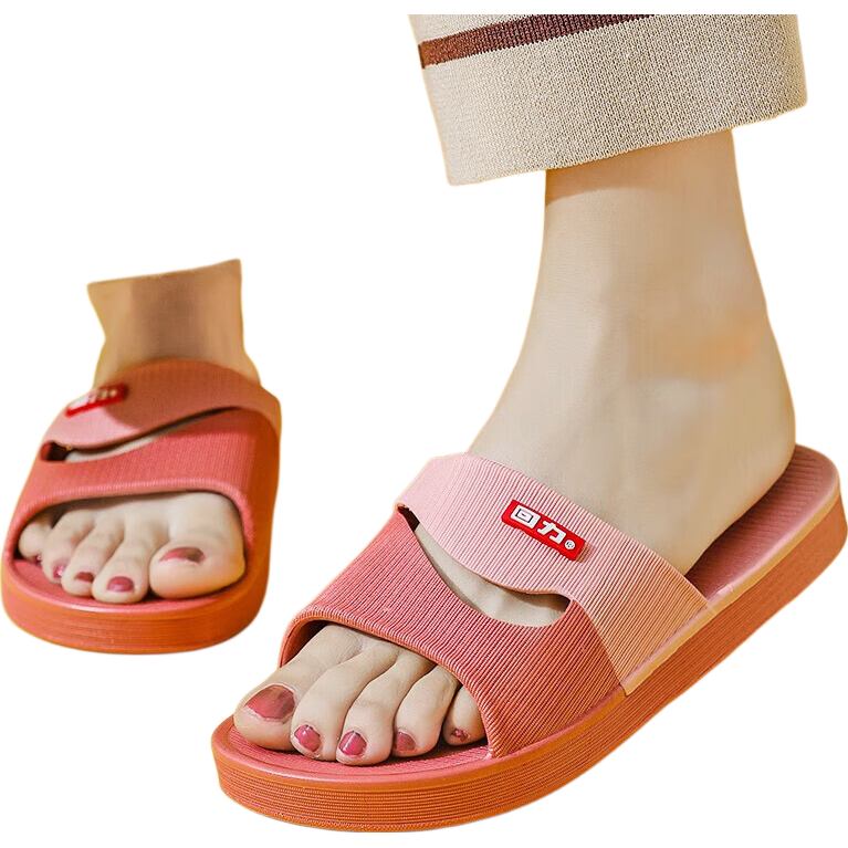 Warrior Slippers Couples Home Indoor Outdoor Wear-Resistant Soft Sole Bathroom Sandals Women HL3630 Bean Paste Red Size 38