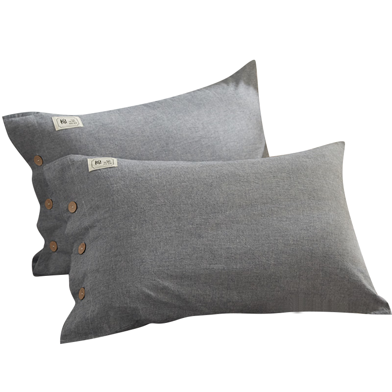 Wuyinliangpin Pure Cotton Pillowcase Class A 100% Xinjiang Cotton Pillow Cover All-Cotton Pillowcase Set 48x74cm One Pair Stylish Gray