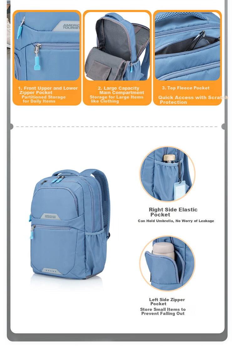 American Tourister Backpack Travel Bag Sports Bag Large Capacity Commuter Laptop Bag Upgraded Version QI5 Black 4