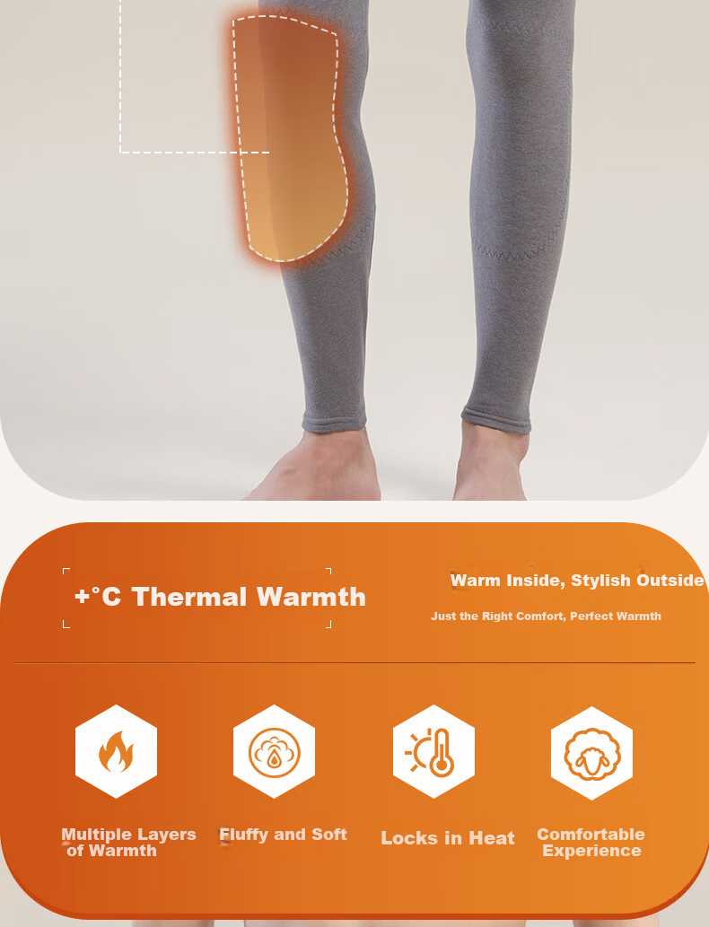 Grace Men's Thermal Fleece-Lined Thickened Winter Silk Wool Knee Support Sleep Pants Autumn Inner Fleece Trousers 10