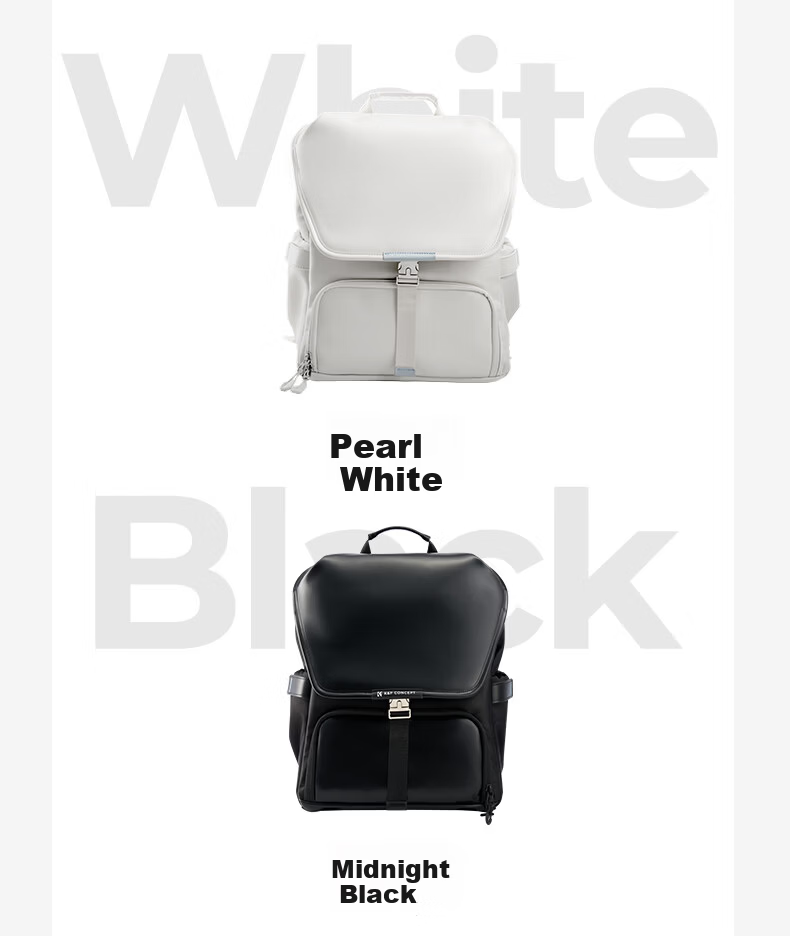 Zhuoer Vitality Series Square Camera Bag Photography Backpack Casual Minimalist Style Top and Bottom Compartments One Camera Two Lenses 15L Pearl White 16