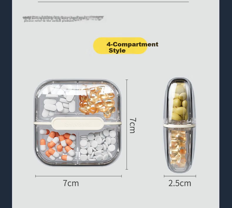 Baiyite Portable Personal Lightproof Weekly Pill Organizer Seven-Day Travel Storage Box Large Capacity Medicine Dispenser 9