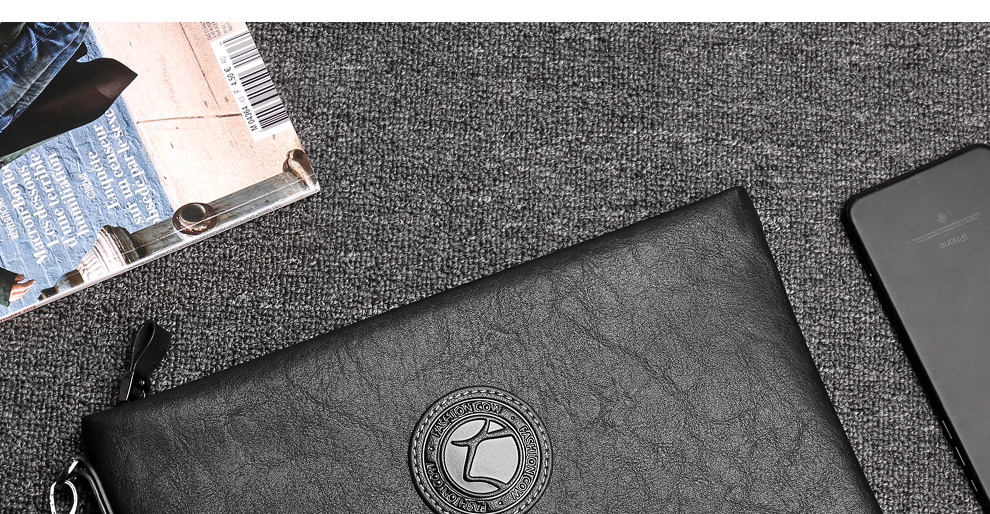 COW Men's Large Capacity Multifunctional Clutch Wallet Card Holder Envelope Zipper Bag 9808 22