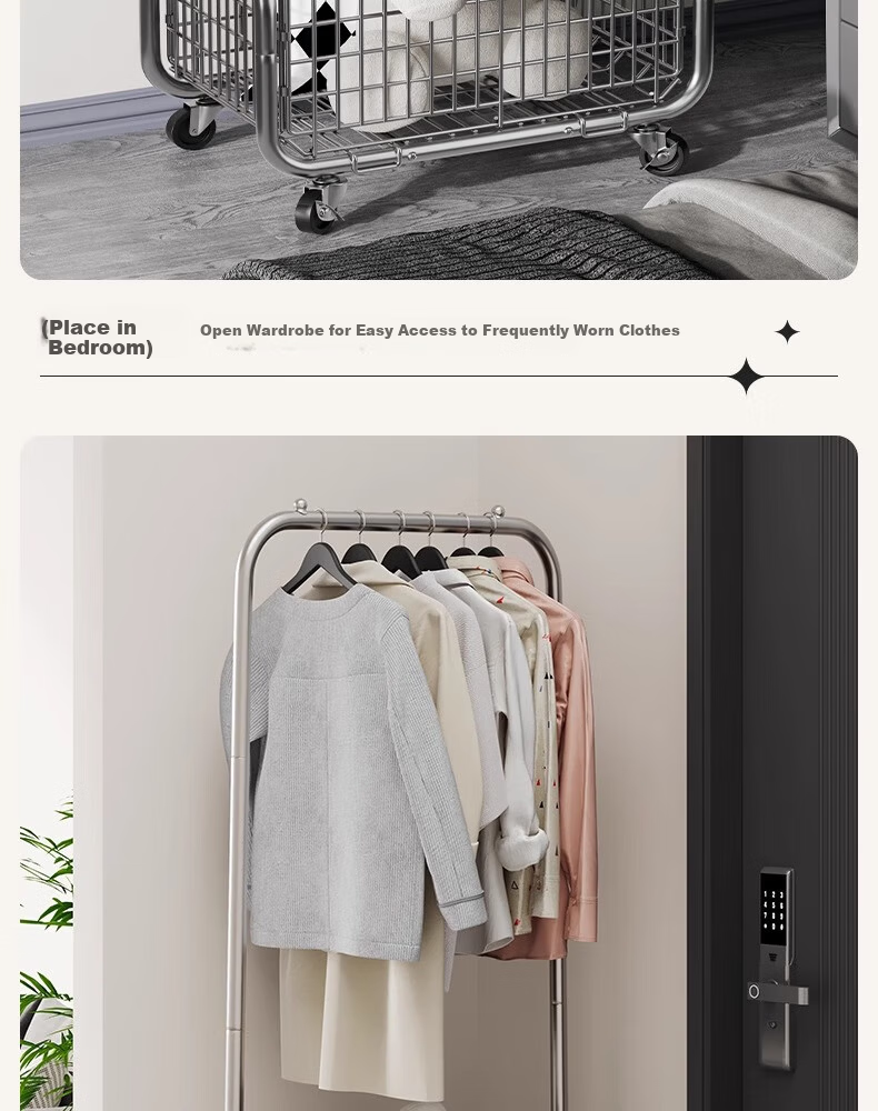 Chibilun Bedroom Floor Coat Rack Home Metal Clothes Hanger Stand Wardrobe Room Storage Overnight Clothes Rack 12