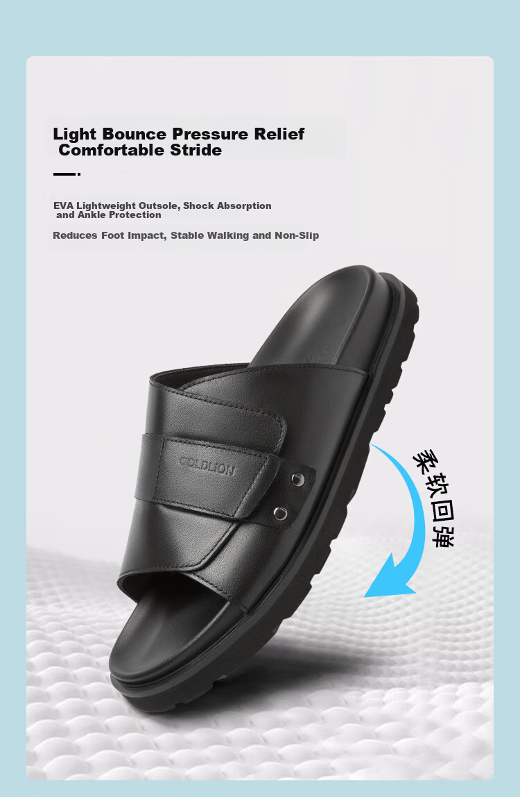 Goldlion Men's Summer Wearable Slippers Men's Velcro Sandals G542520008AAF Black Size 40 2