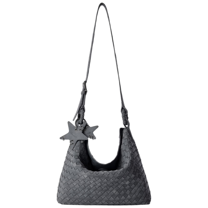 ECODAY Spring Summer Woven Large Capacity Hobo Bag Luxury Suede Commuter Tote Shoulder Crossbody Bag for Women