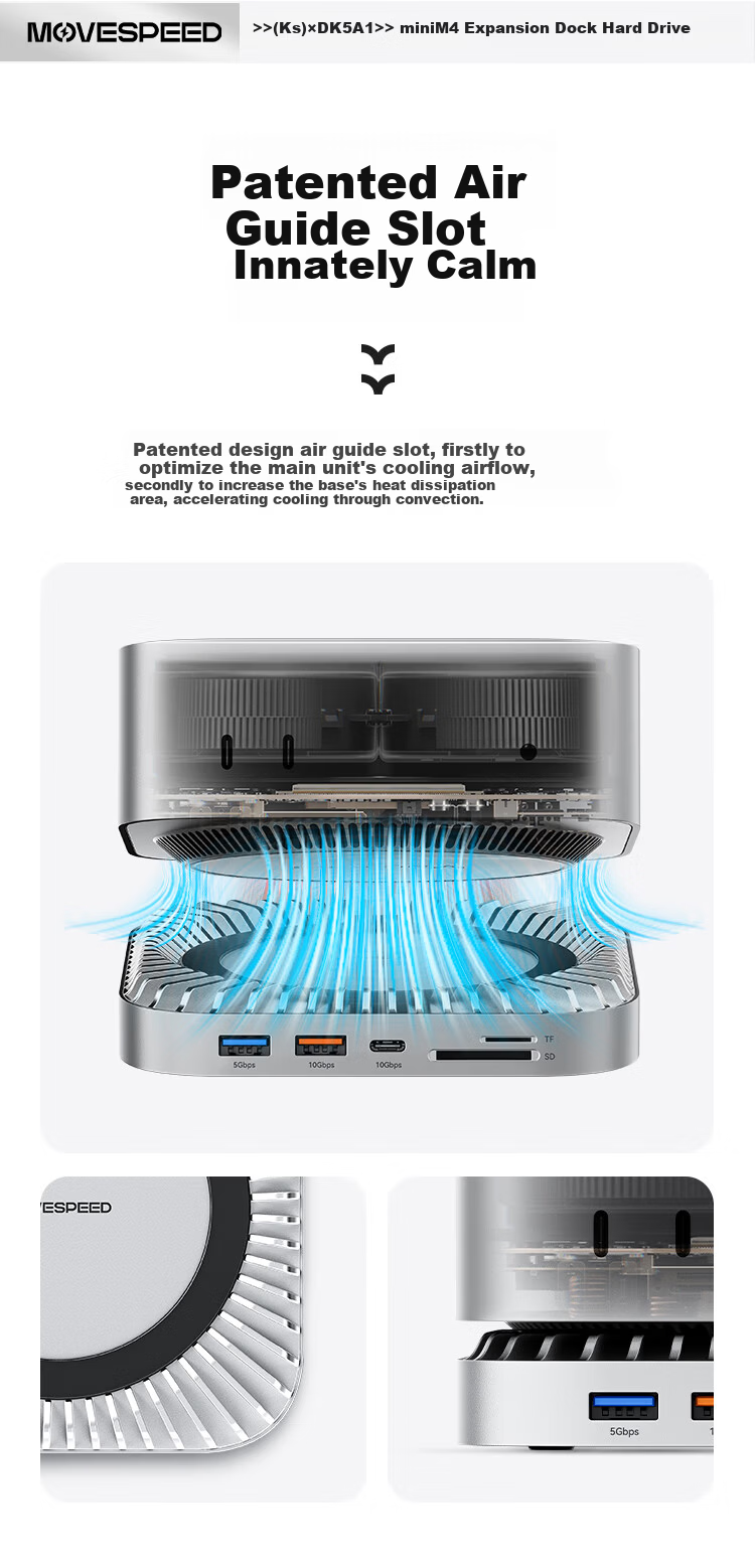 MOVE SPEED 4TB Portable SSD (PSSD) for Mac mini M4 Dock Expansion Drive 40G Transfer External SSD Hard Drive with Cooling USB Dock 14