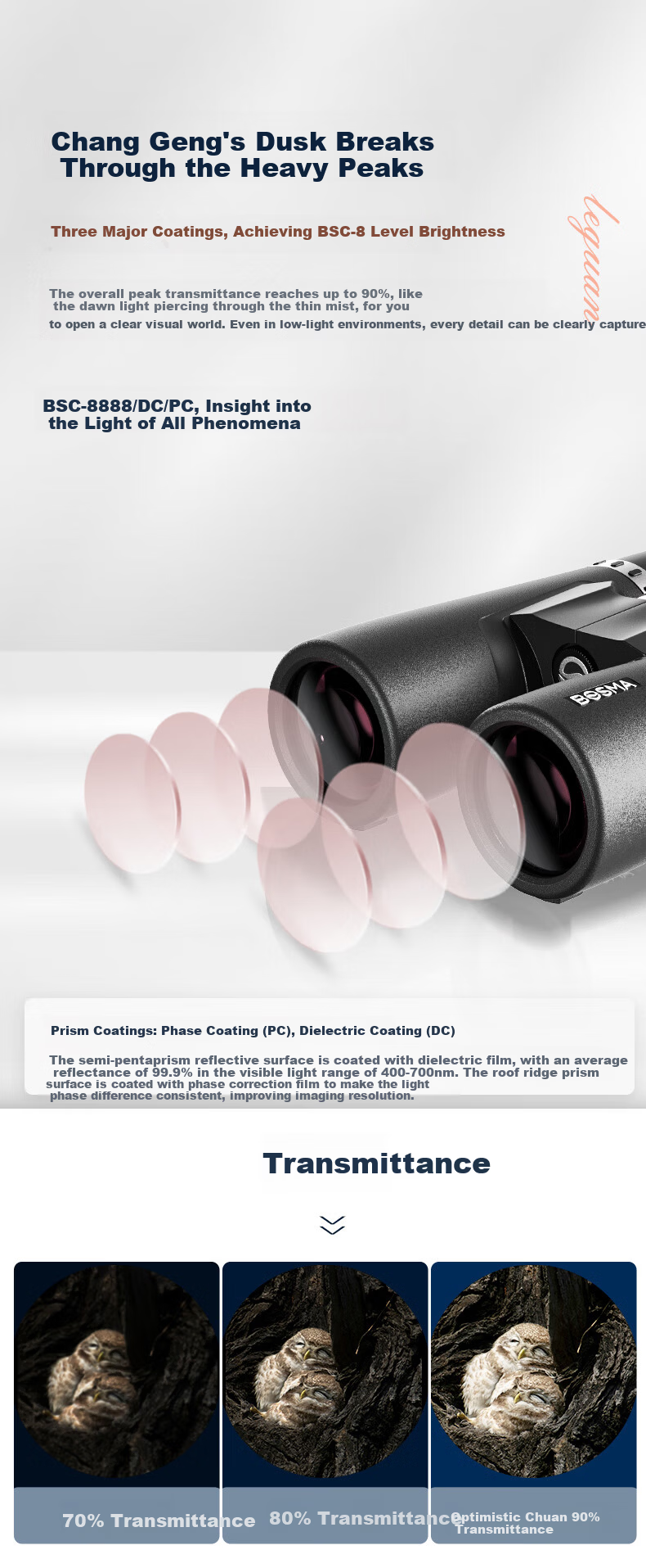 BOSMA Optimist 3rd Generation 8X42ED Binoculars, High-Power HD, Flat-Field, Close-Focus, Nitrogen-Filled Waterproof, Large Eyepiece, Wide Field of View 10