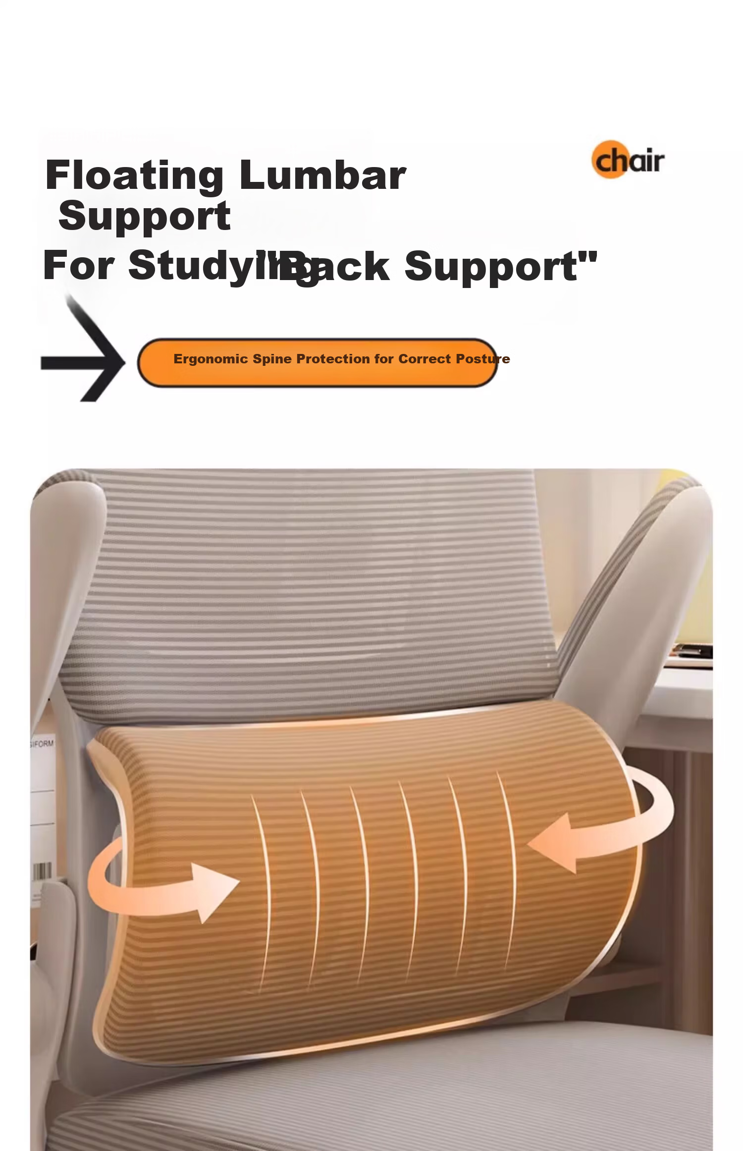 Chibilun Computer Chair Study Chair Office Chair Ergonomic Chair Student Chair Lumbar Support Chair Gaming Chair Four-Leg Adjustable 7