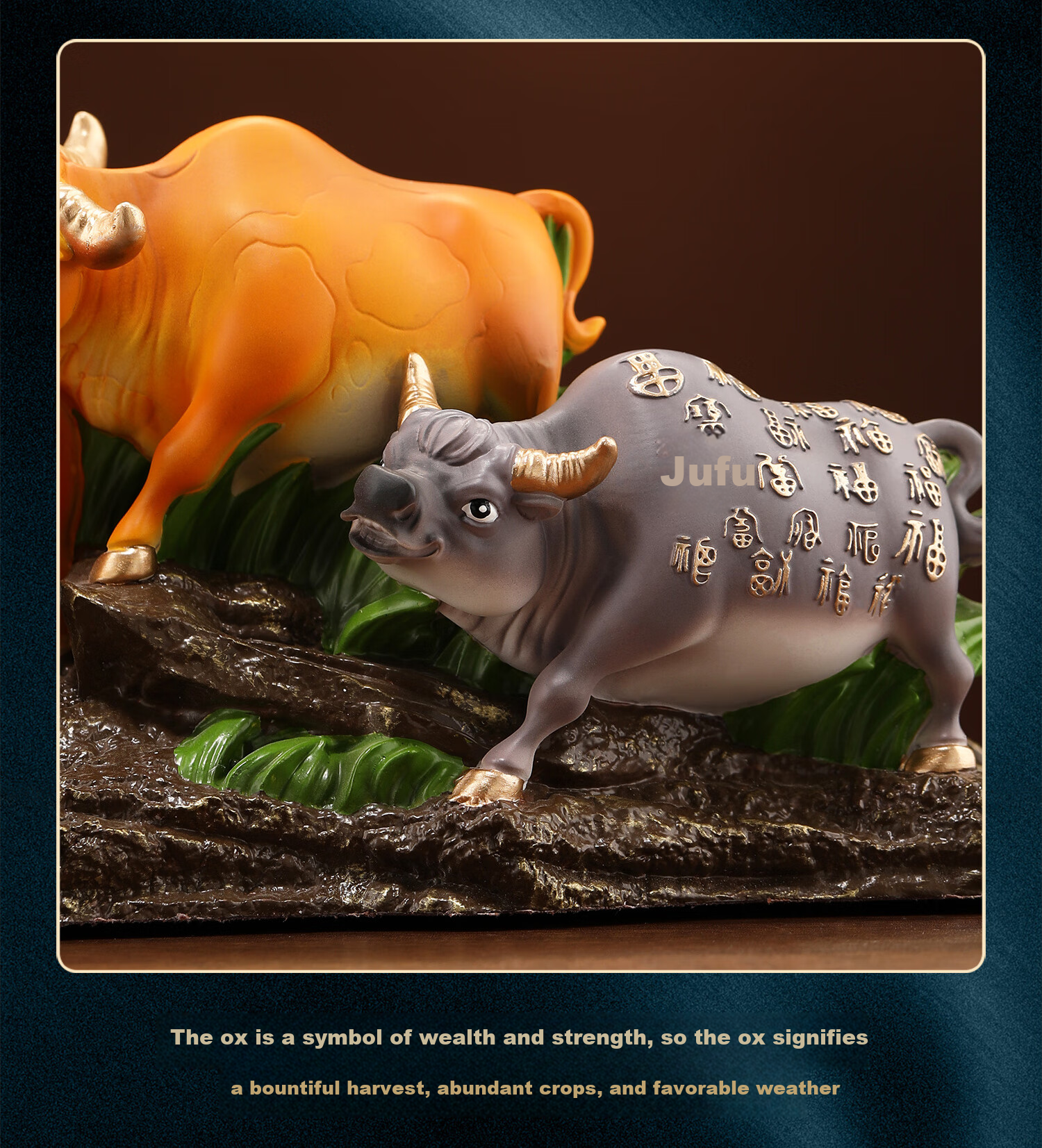 Heshengtang Five Oxen Blessing Ornament High-End Elegant Living Room Office Desktop Decoration Housewarming Opening Gift TV Cabinet Decor 4