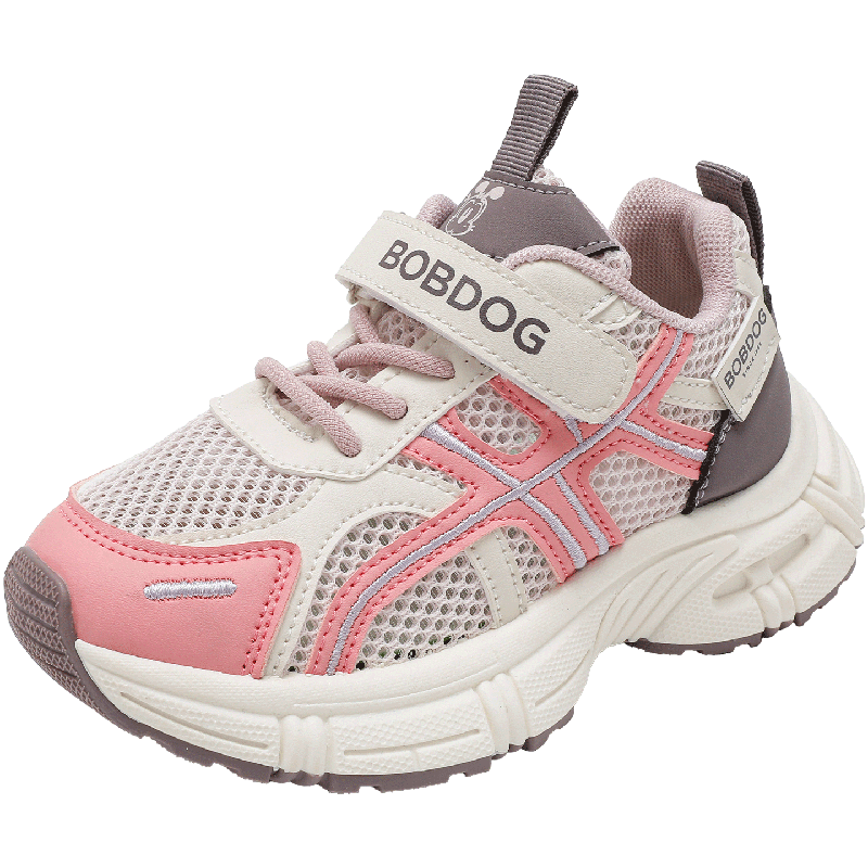 BOBDOG Girls' Mesh Dad Sneakers Summer Kids' Sports Running Shoes Large Kids 103562044 Beige/Cherry Blossom Pink Size 31