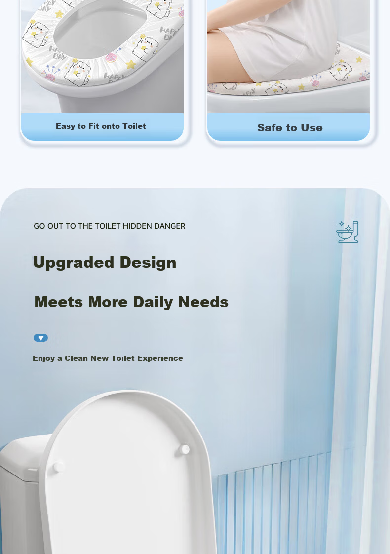 Qihaiqiu Disposable Toilet Seat Covers Maternity Cushion Paper 10pcs Travel Hotel Full Coverage Extra Large Thick Waterproof Star Dog Pattern 9