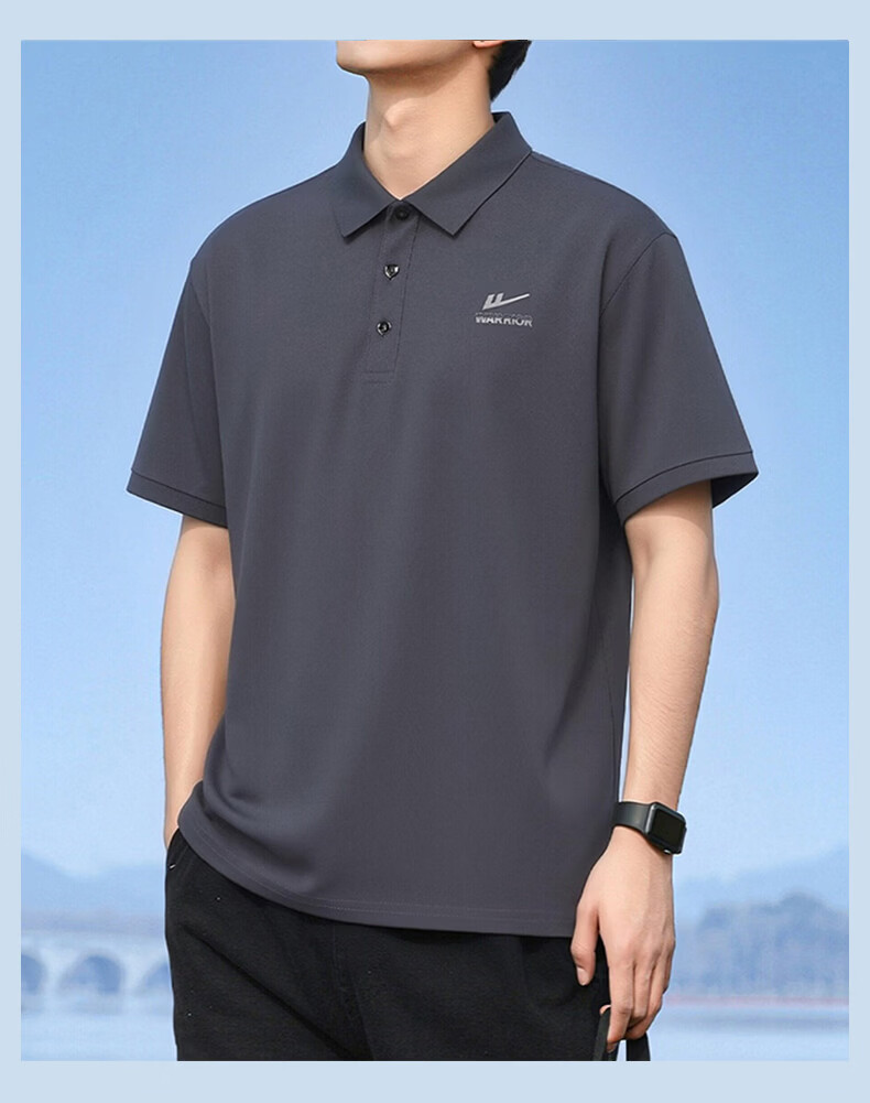 Warrior Men's Polo Shirt Summer Ice Cooling Casual Versatile Short Sleeve T-Shirt Breathable Quick-Dry Loose Fit Dark Gray M 7