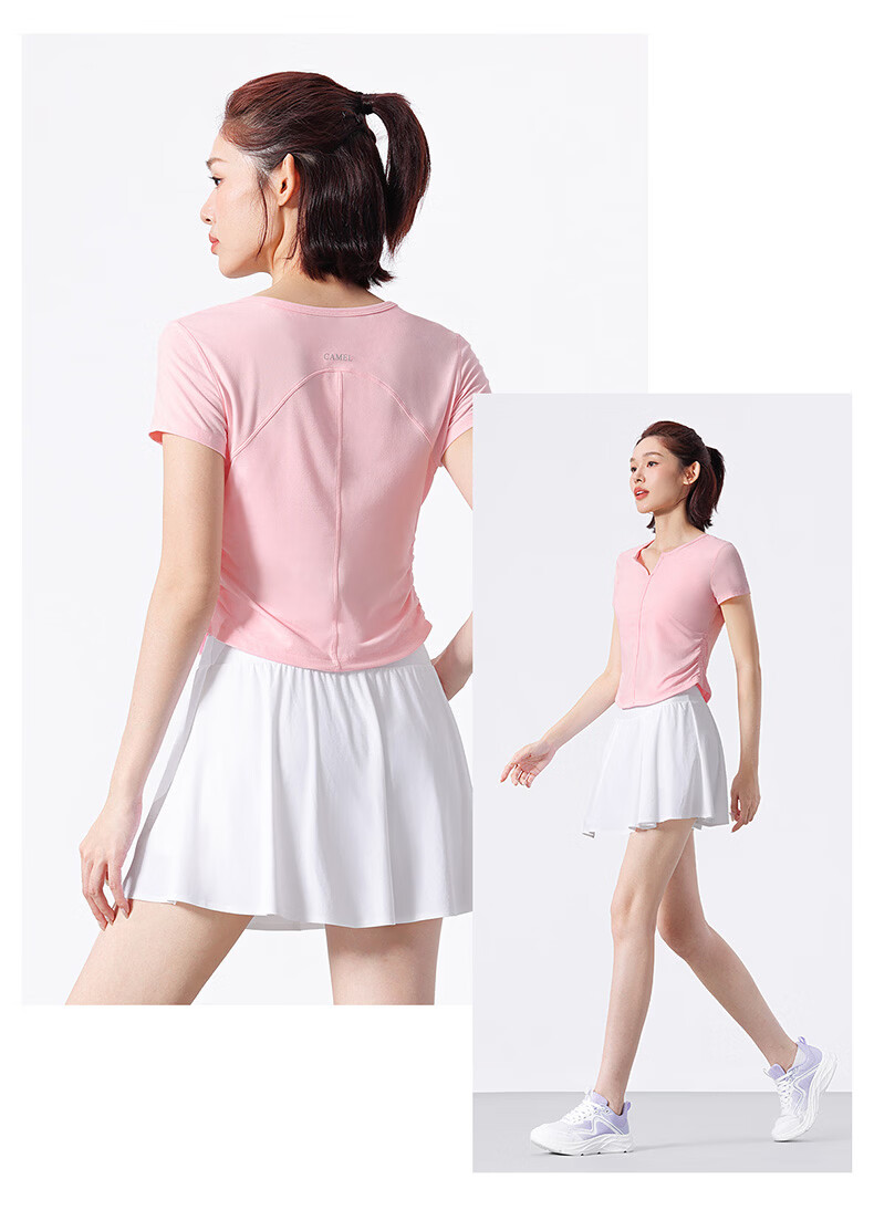 CAMEL Women's Ice Cooling Sports T-Shirt Quick-Dry Breathable Casual Short Sleeve Top Y26BAVLZ013 Morning Glory Blue S 19