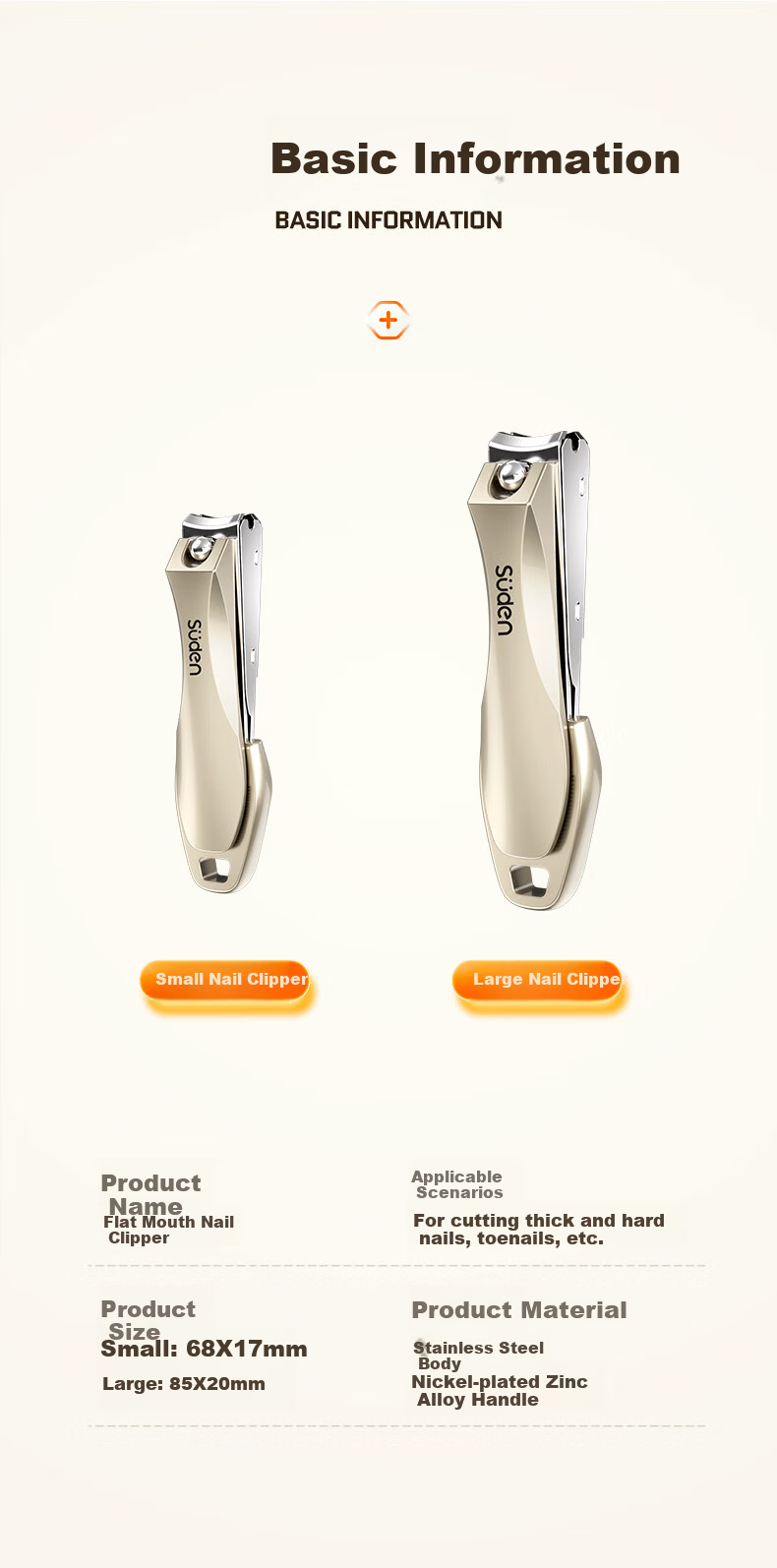 Sude Nail Clipper Anti-Splash Single Nail Scissors Home Small Portable High-End Flat Nail Clippers Nail File Set 13