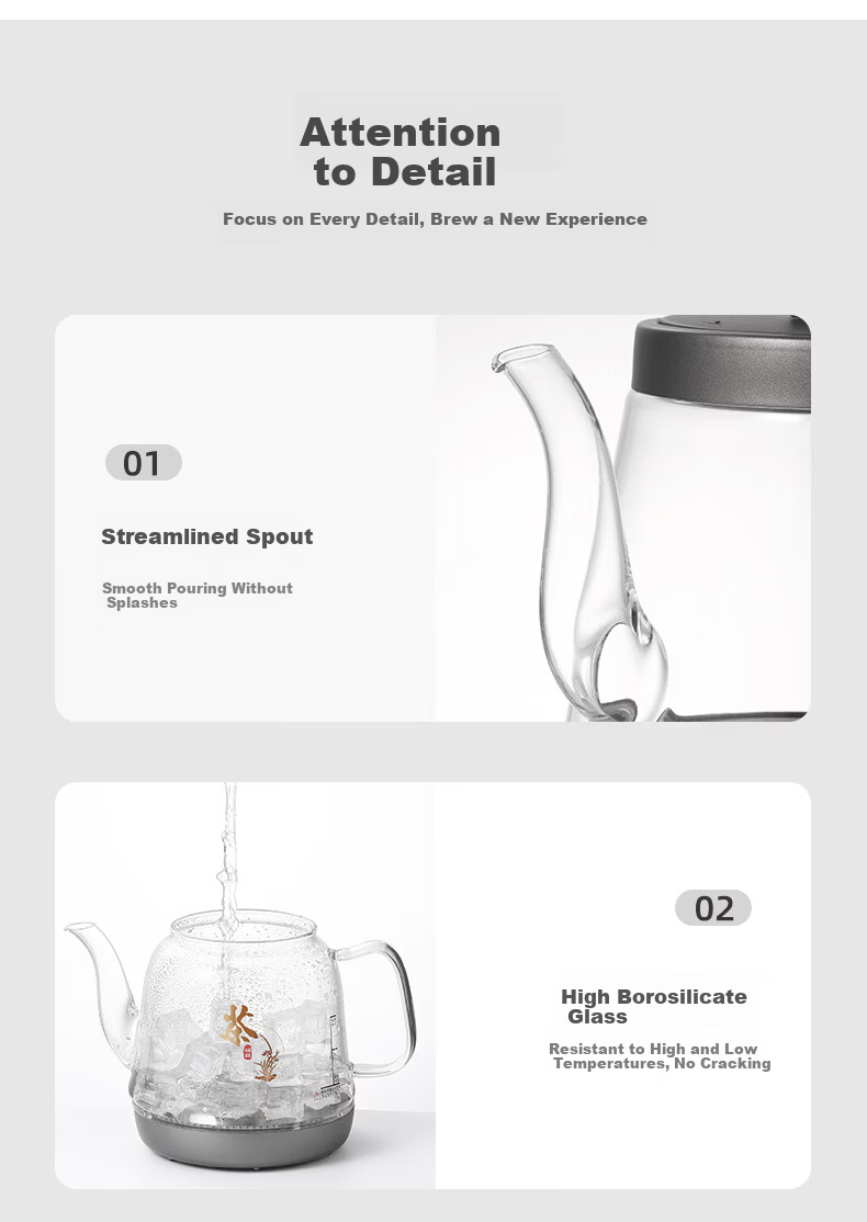 FUNORK Fully Automatic Water Filling Electric Kettle Tea Table Boiling Kettle Home Office Tea Table Embedded Integrated Tea Set 1.2L Electric Tea Stove Set RY-03 Steaming Tea Model 7