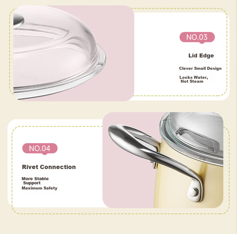 LINKFAIR 316L Stainless Steel Soup Pot Small Stew Pot Household Noodle Pot Compatible with Induction Cooker and Gas Stove 12