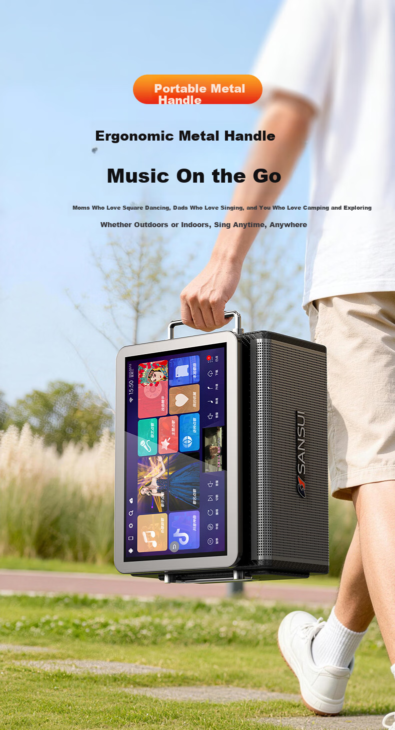 SANSUI Q8 Three-Year Membership Edition Home KTV Sound System Outdoor Portable Square Dance Bluetooth Speaker with Display Home Karaoke Machine All-in-One Instrument Speaker 18