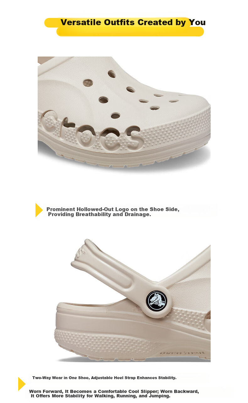 CROCS Bayah Clog Sandals | 10126 Pebble Color - 2V3 37/38 (230mm) 3