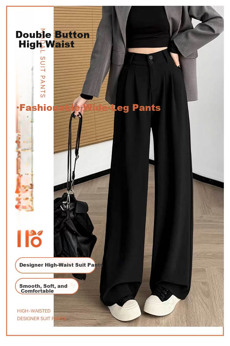 Modal Women's Suit Pants Spring Summer 2026 New Slim High Waist Draped Floor-Length Wide Leg Loose Straight Casual Trousers 1