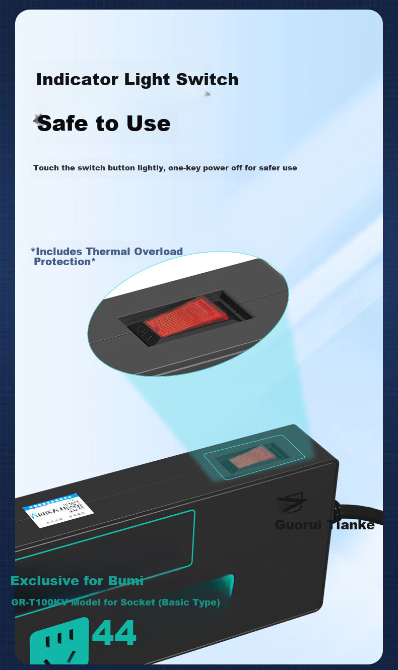 Guorui Tianke Red Black Power Filter Isolation Socket Confidential Power Strip New National Standard Security Certified Anti-Electromagnetic Leakage Power Strip 1.6m GR-T100K V-Type 5