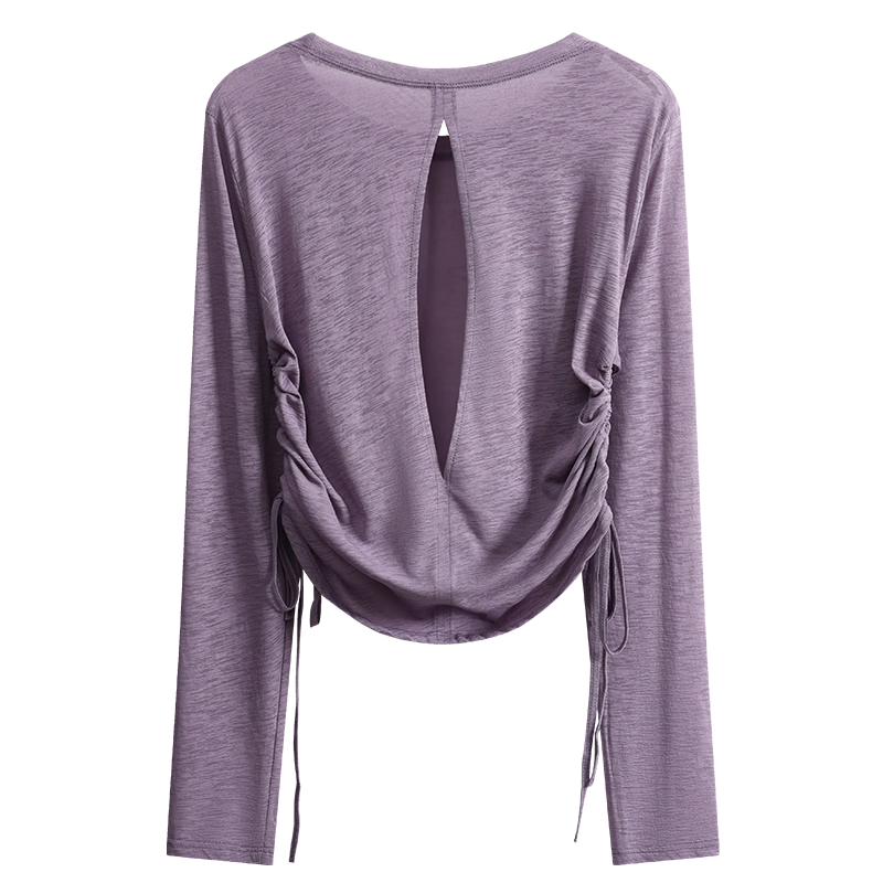 DRUR High-Value Yoga T-Shirt for Women Breathable Backless Top High Elasticity Fitness Running Sportswear Long Sleeve Quick-Dry Shirt