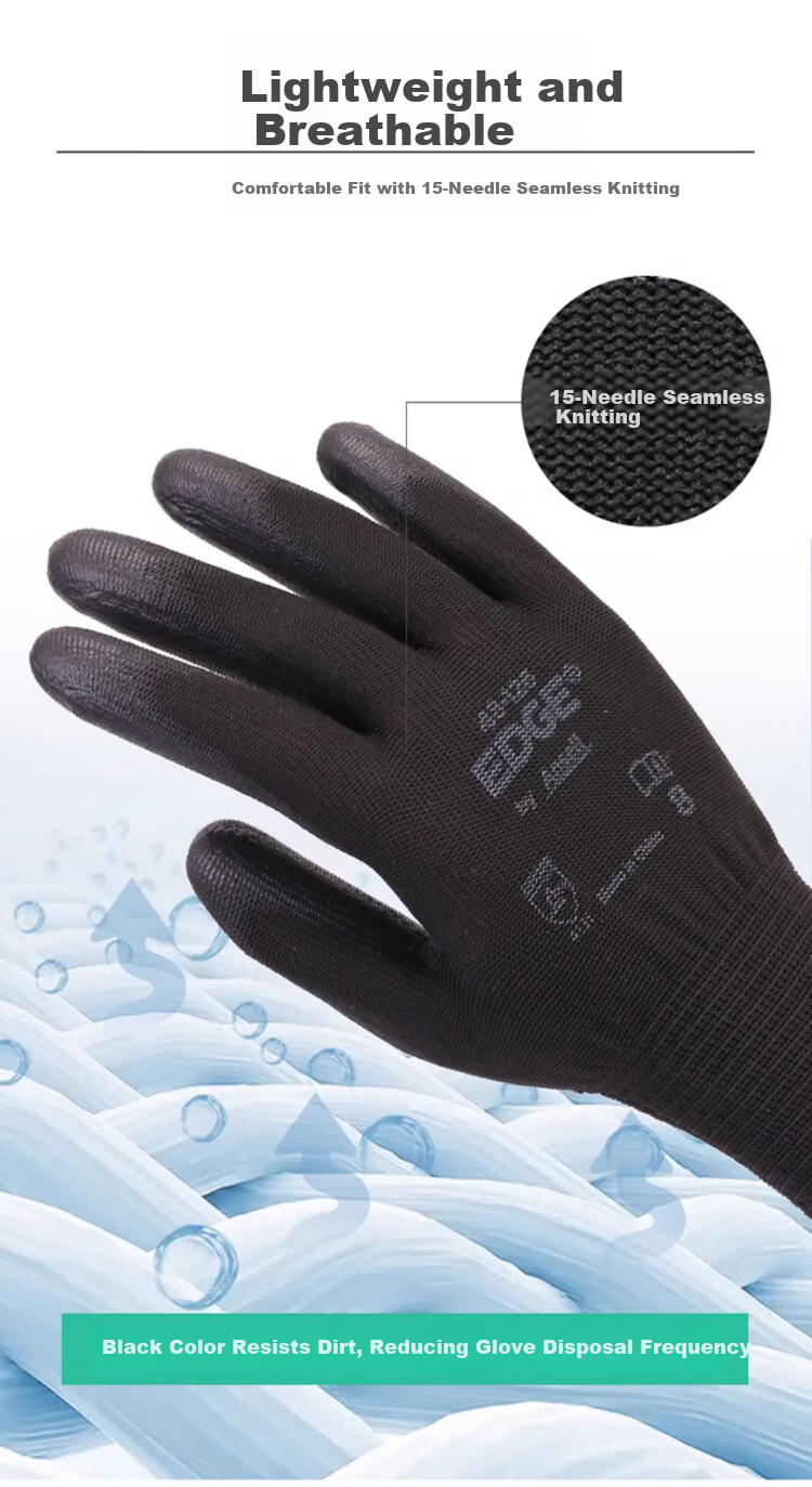 Ansell Protective Gloves, Non-Slip, Wear-Resistant, for Mechanical Processing And Handling, PU Coated, Tear-Resistant, Safety Work Gloves, 48-126 (5 Pairs), 9/L 5