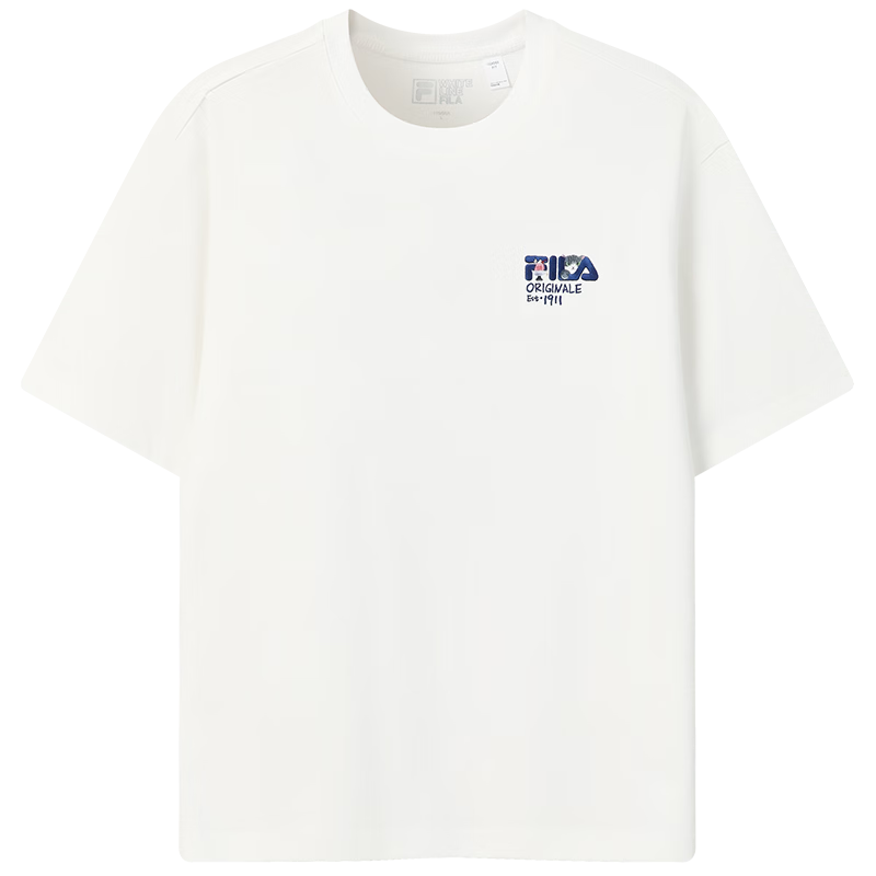 FILA Official Couple's Knitted Short Sleeve Shirt 2026 Summer Fashion Casual Unisex Loose Cat Embroidery T-Shirt