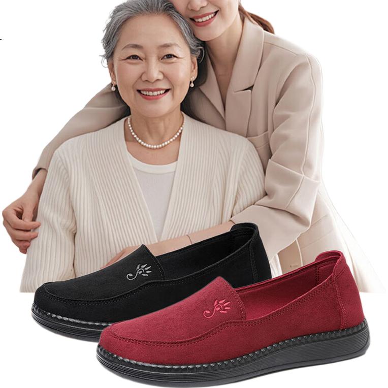 Ankang Old Beijing Cloth Shoes for Women, Spring And Autumn Soft-Soled Mom Shoes, Slip-On Flat Grandma Shoes, A9013, Black, Size 38