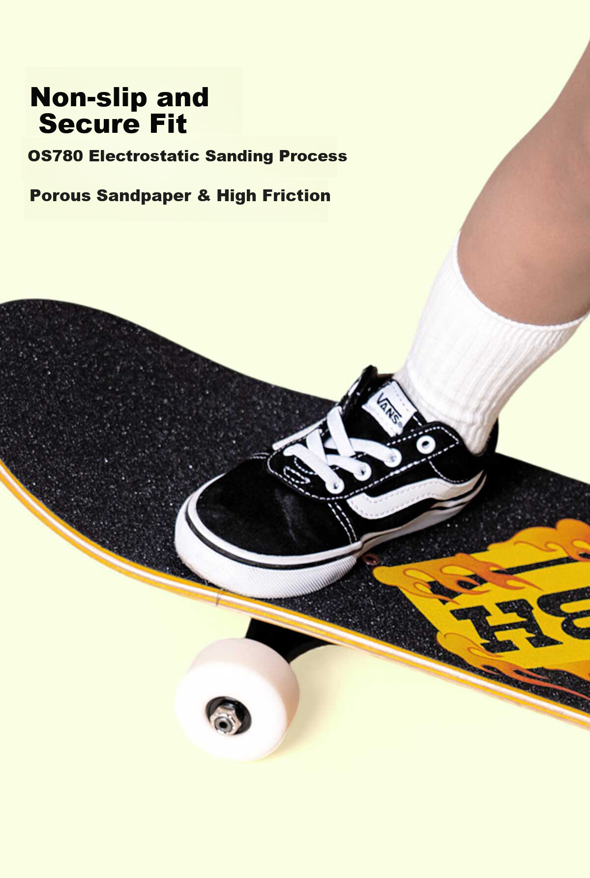DBH Kids Skateboard Professional Board 6-12 Years Old Beginners Unisex Double Kick Four Wheels 7.5 All-Purpose Wheel Set Apple Meow 15