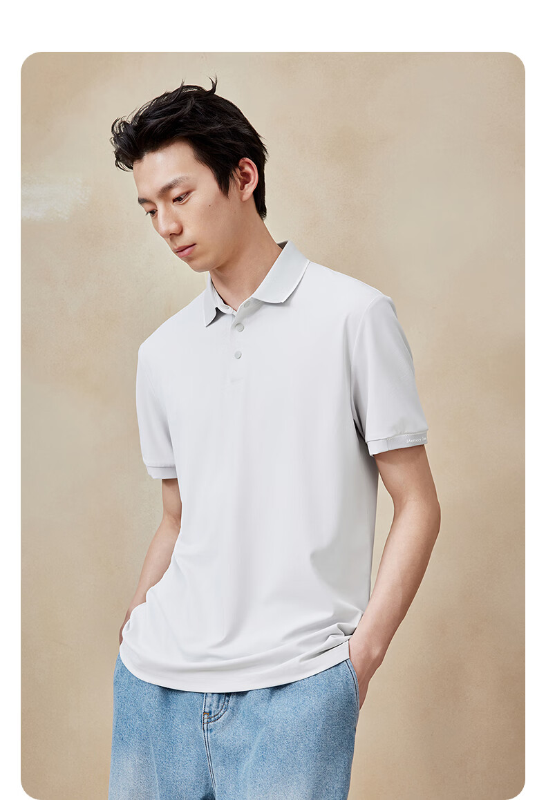 GXG Men's Jacquard Texture Casual Basic Polo Shirt Summer New Black XL 1