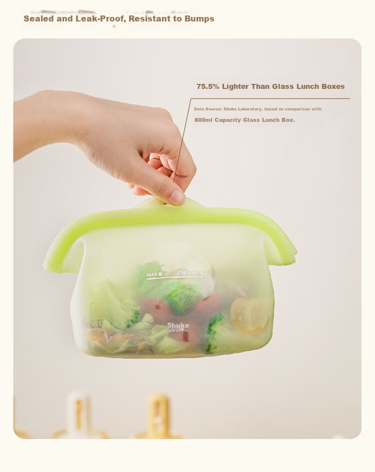 Shuke Silicone Food Storage Bag Food Grade High Temperature Resistant Household Fruit Bag Refrigerator Freezer Sealed Bag 18