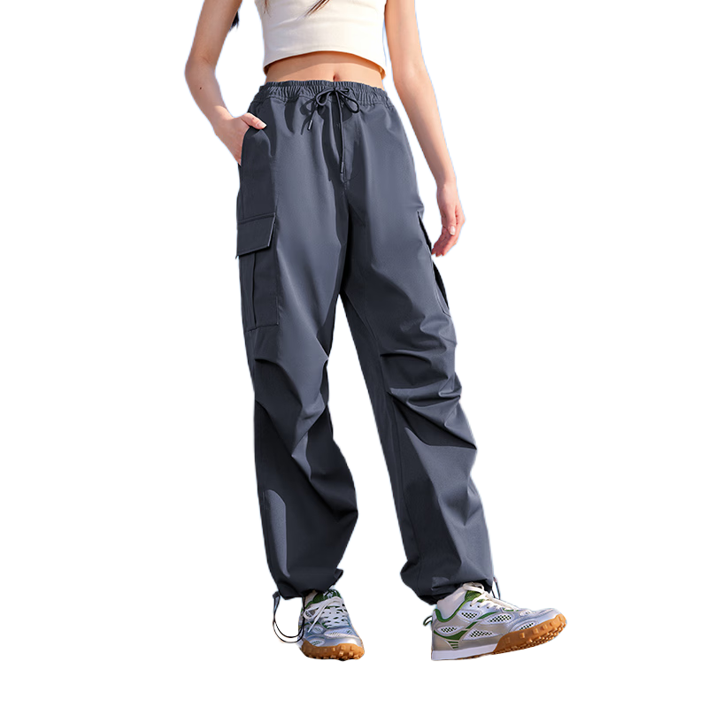CAMEL Women's Straight-Leg Woven Workwear Waterproof Cargo Pants C24CA6L6619A Wushan Gray L