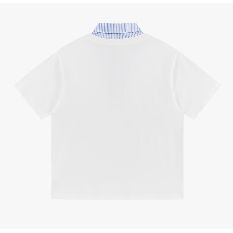 Charles Peach Heart Summer Fake Two-Piece Fun Badge Print Couple Pure Cotton Short Sleeve Polo Shirt Unisex Off-White XS 18