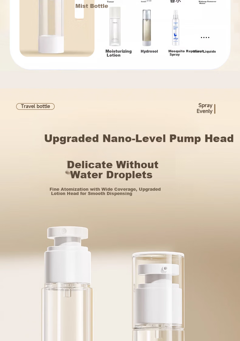 Qihaiqiu Vacuum Dispensing Bottle Press Lotion Bottle Spray Travel Portable Shower Shampoo Cosmetic Bottle 30ml*3 3
