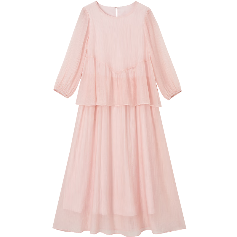 Demana [Light Breath Lyocell] Summer Elegant Style Fake Two-Piece Ruffle Loose Slimming Dress for Women High-End Feel