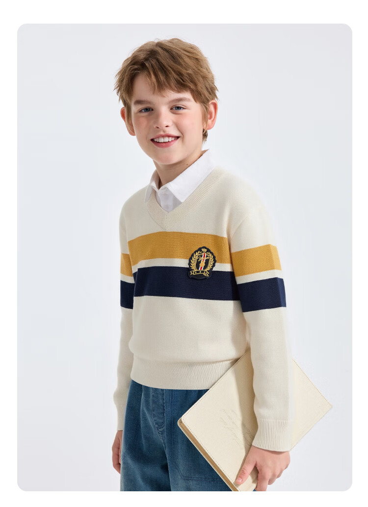 YEEHOO Boys Wool Blend Knit Sweater Children's Pullover School Style Spring Top Blue Green 140cm 15