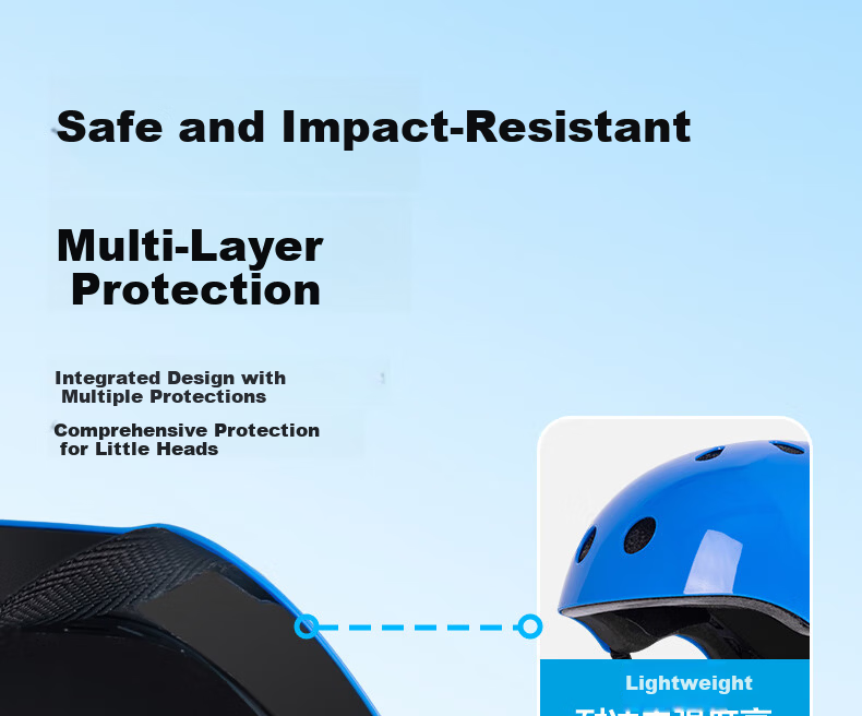 Deli Kids Roller Skates Protective Gear Set Professional Skating Cycling Sports Safety Thick Anti-Fall 7-Piece Set Blue 6