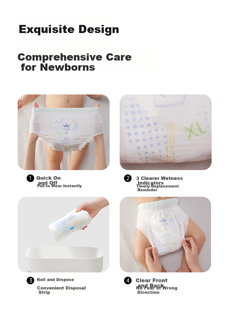 October Crystal Probiotic Luxury Soft Pull-Up Pants Probiotic Ultra-Thin Breathable Newborn Baby Diapers XL Size 28 Pieces 17