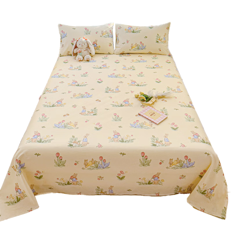 Wuyinliangpin Class A Pure Cotton Bed Sheet Single Piece, Single Person 100% Cotton Bed Cover Quilt Garden Secret 160*230cm