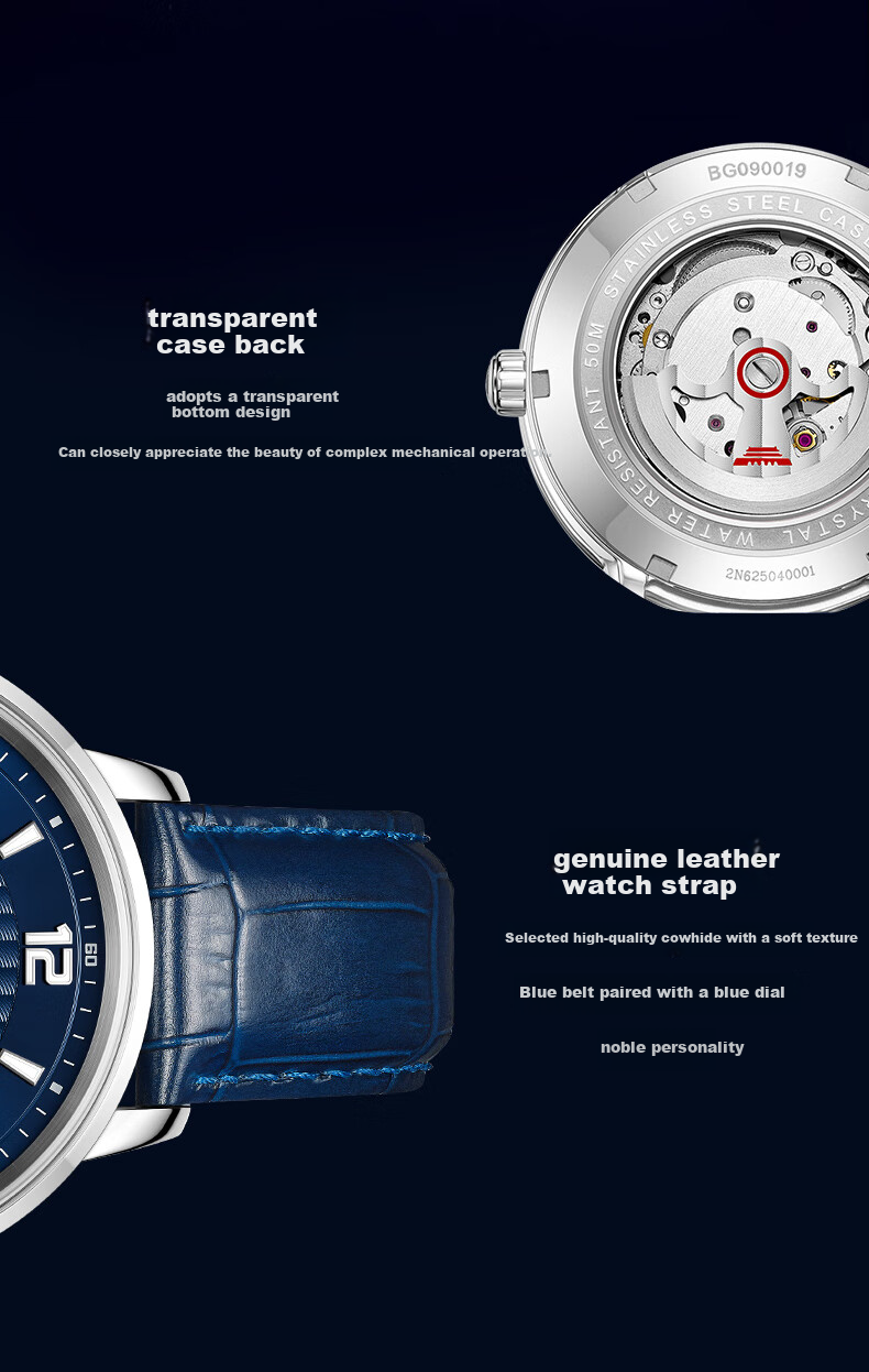 Beijing Men's Automatic Mechanical Watch Xinghai Small Seconds Transparent Luminous National Watch Birthday Gift for Men 5